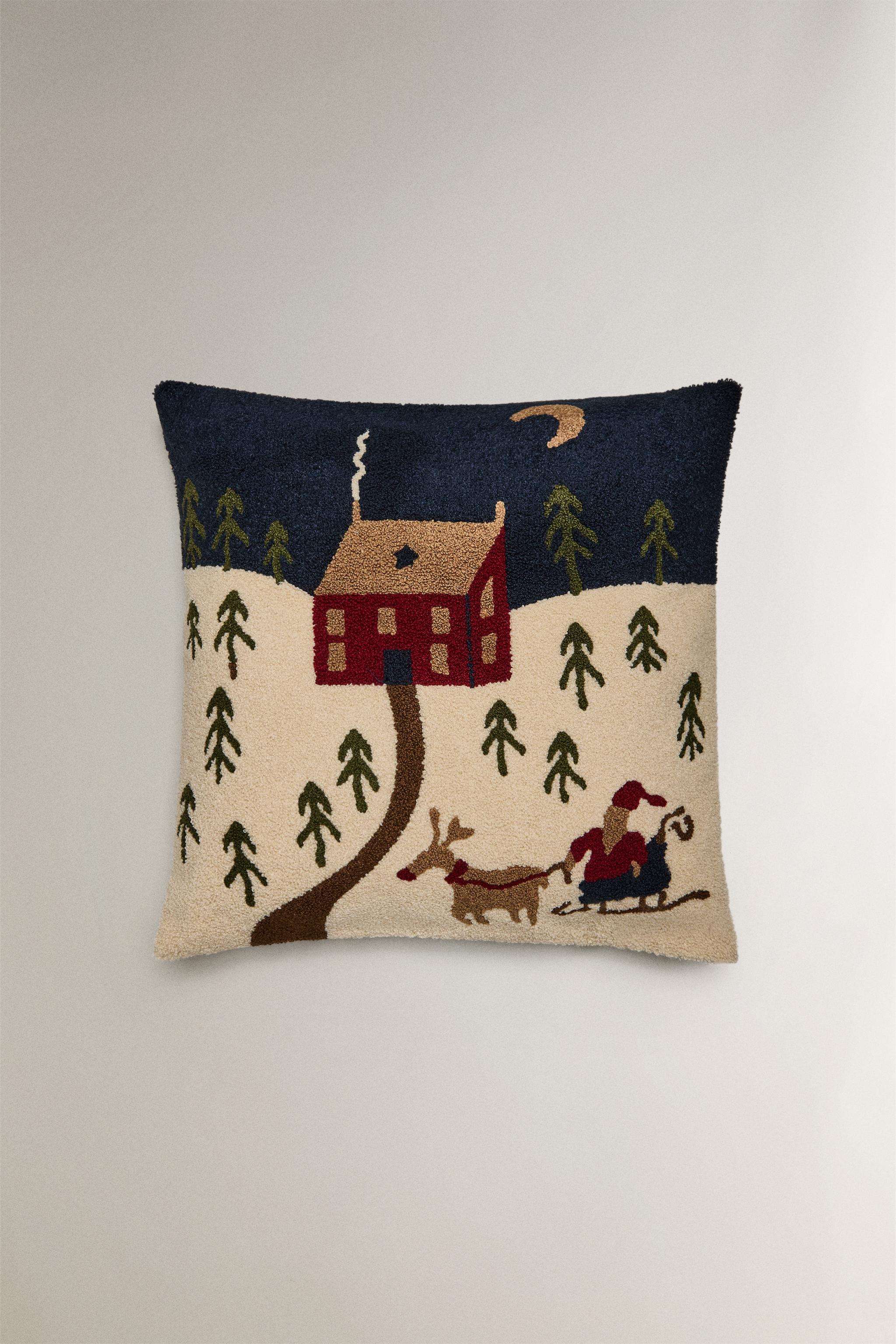 SNOWY HOUSE CHRISTMAS THROW PILLOW COVER